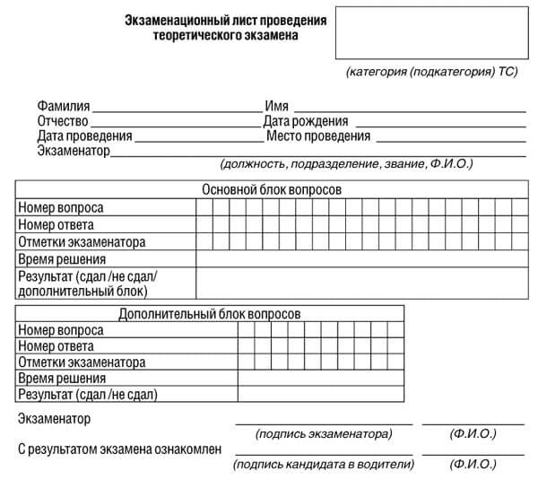 купить лист сдачи теоретического экзамена ПДД в Петрозаводске